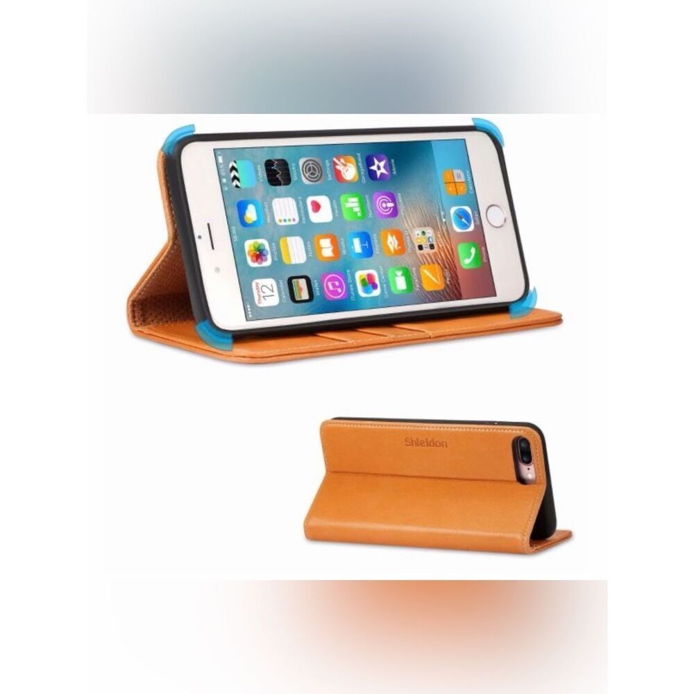 SHIELDON iPhone 7/8 Plus Case-Card Holder - Leather / TPU